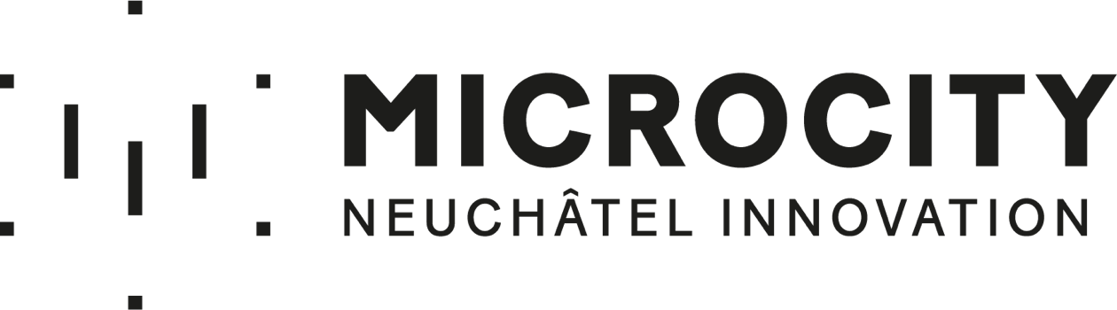 Logotype en noir/blanc du centre de recherche Microcity à Neuchâtel
